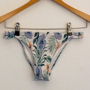 Hollister XS Tropical Ruched Bikini Bottom Floral Print Stretch Swimwear